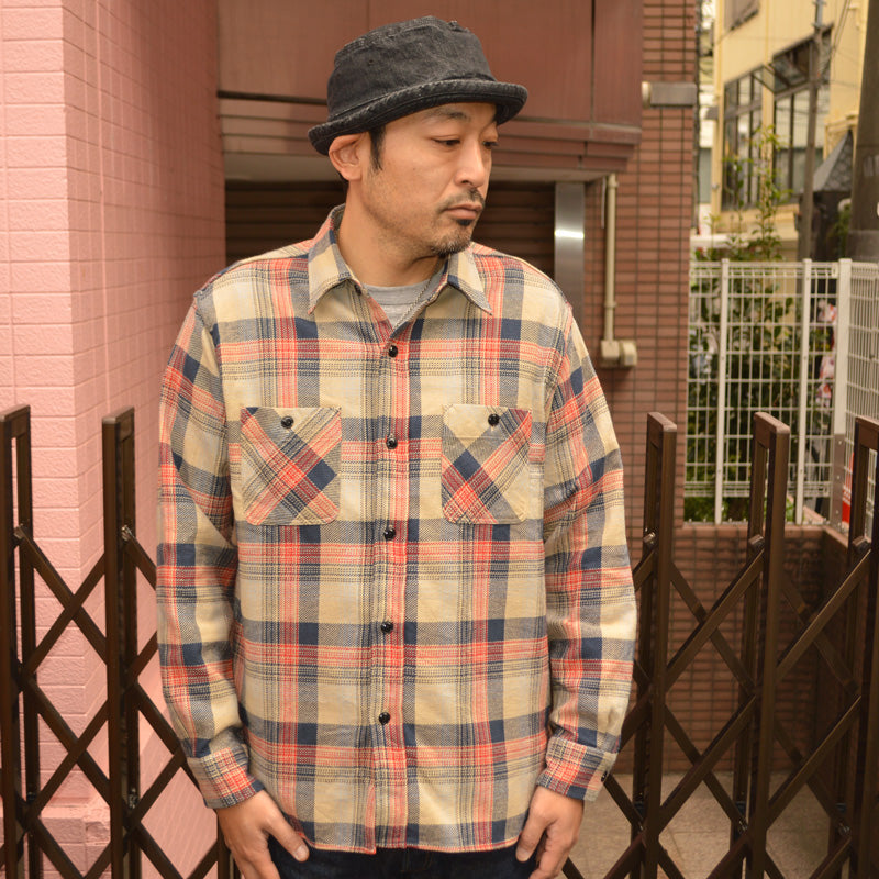 SUGAR CANE "SC29562" TWILL CHECK L/S WORK SHIRT
