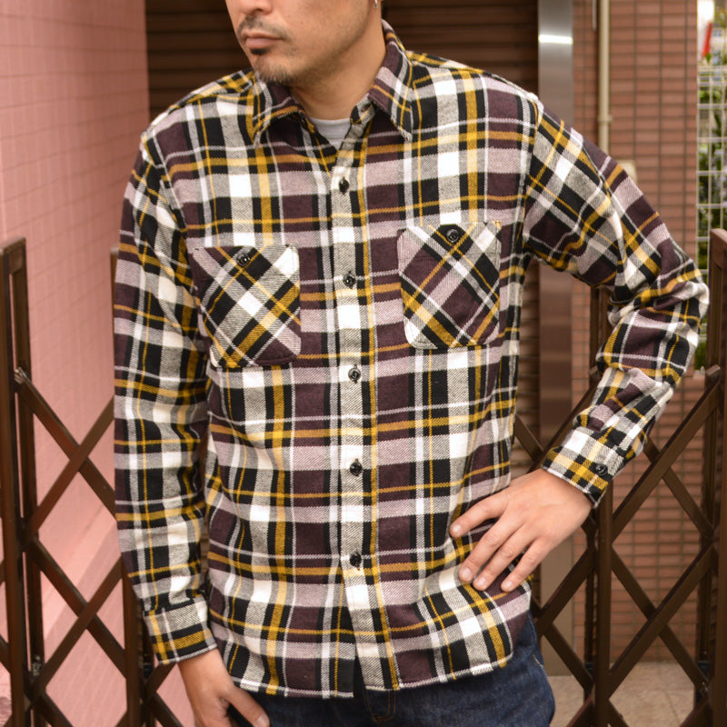 SUGAR CANE "SC29566" TWILL CHECK L/S WORK SHIRT