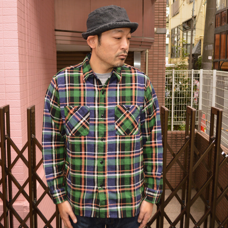 SUGAR CANE "SC29566" TWILL CHECK L/S WORK SHIRT