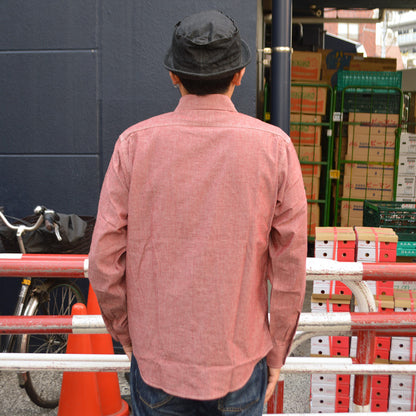 SUGAR CANE "SC29682" RED CHAMBRAY WORK SHIRT（LONG SLEEVE）