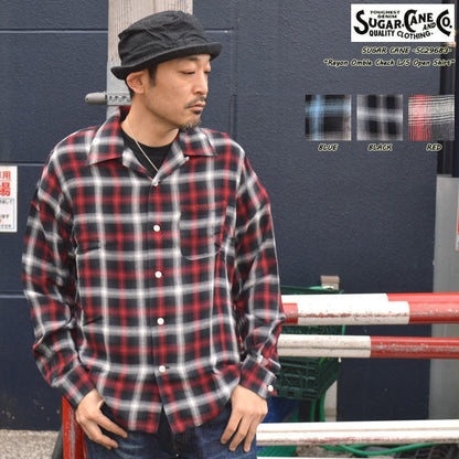 SUGAR CANE "SC29683" Rayon Omble Check L/S Open Shirt