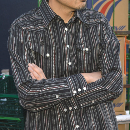 SUGAR CANE "SC29685" Indigo Dobby L/S Western Shirt