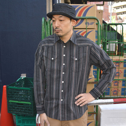 SUGAR CANE "SC29685" Indigo Dobby L/S Western Shirt