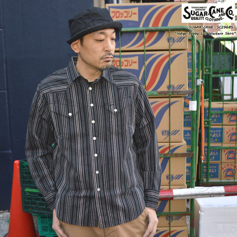SUGAR CANE "SC29685" Indigo Dobby L/S Western Shirt