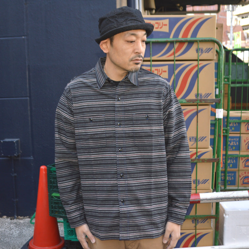 SUGAR CANE "SC29686" Indigo Dobby L/S Work Shirt