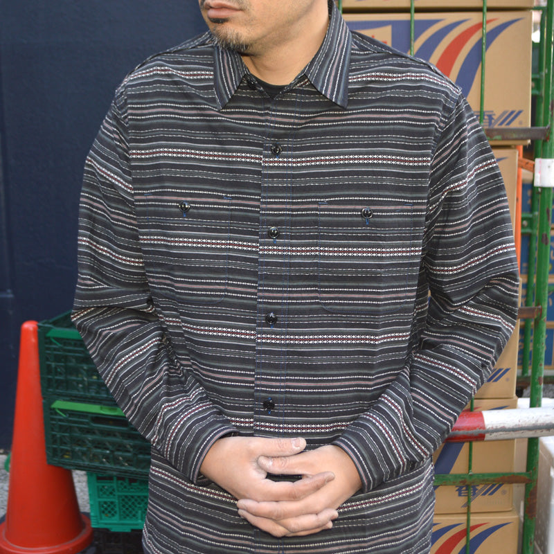 SUGAR CANE "SC29686" Indigo Dobby L/S Work Shirt