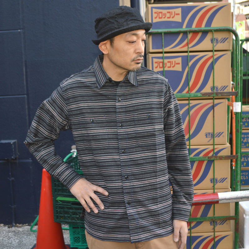 SUGAR CANE "SC29686" Indigo Dobby L/S Work Shirt