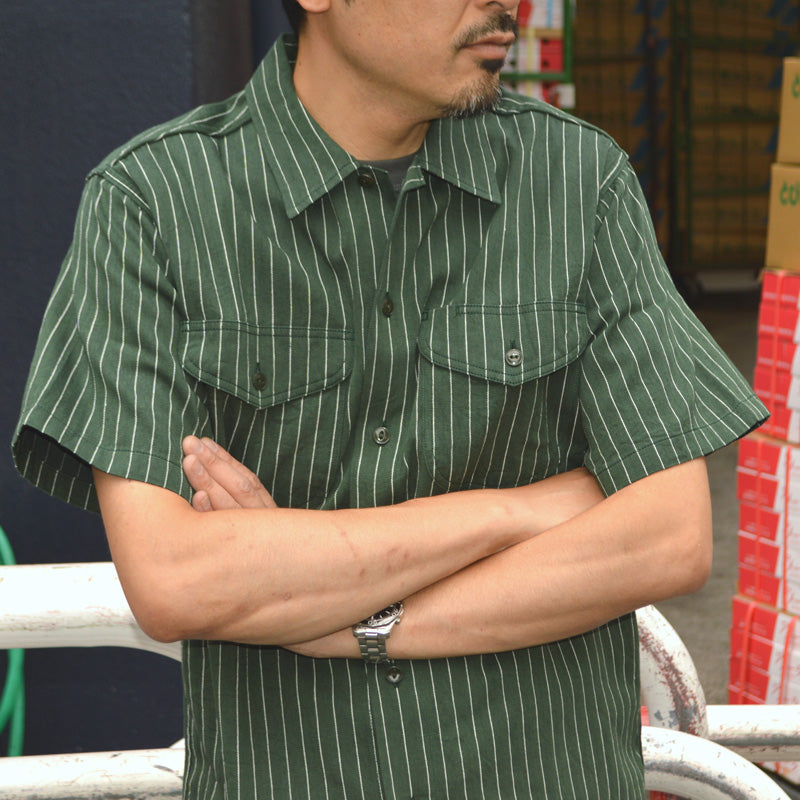 SUGAR CANE "SC38699" COKE STRIPE S/S WORK SHIRT