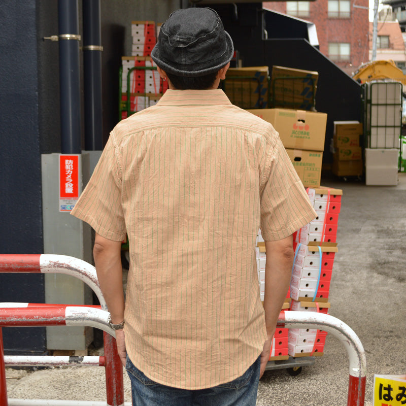 SUGAR CANE "SC38699" COKE STRIPE S/S WORK SHIRT
