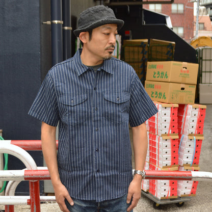 SUGAR CANE "SC38699" COKE STRIPE S/S WORK SHIRT
