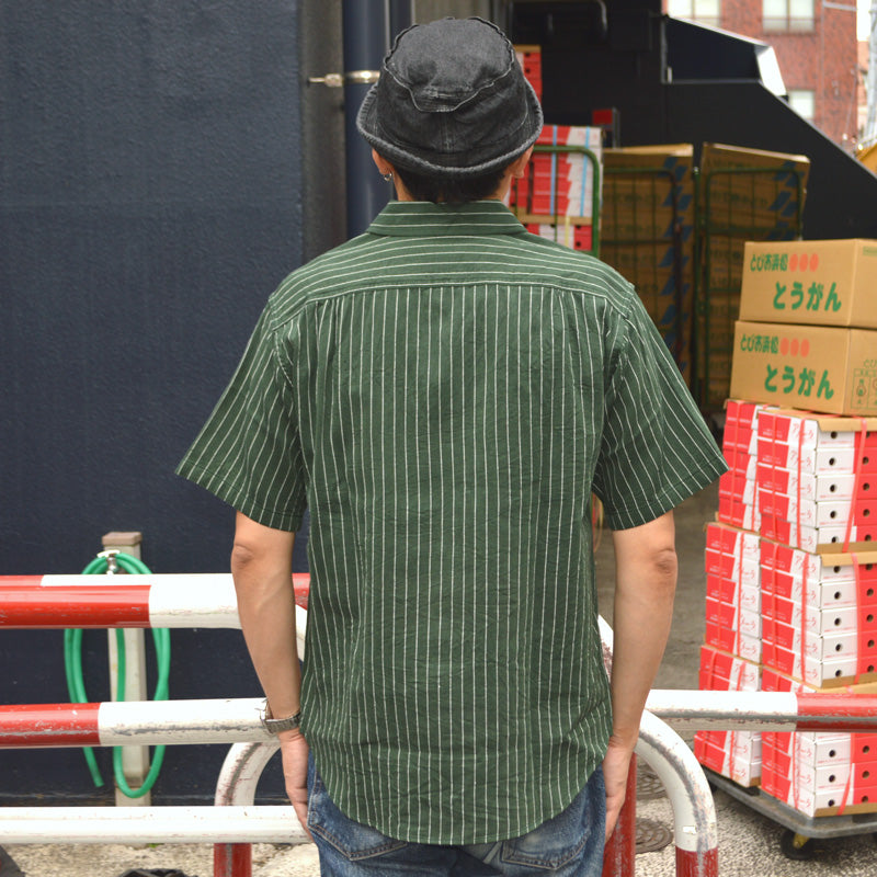 SUGAR CANE "SC38699" COKE STRIPE S/S WORK SHIRT
