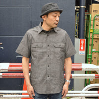 SUGAR CANE "SC39307" BLACK CHAMBRAY WORK SHIRT (SHORT SLEEVE)