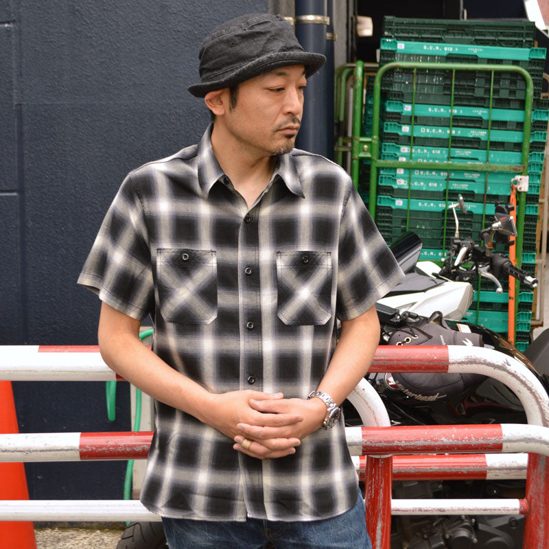 SUGAR CANE "SC39519" Ombre Check S/S Work Shirt