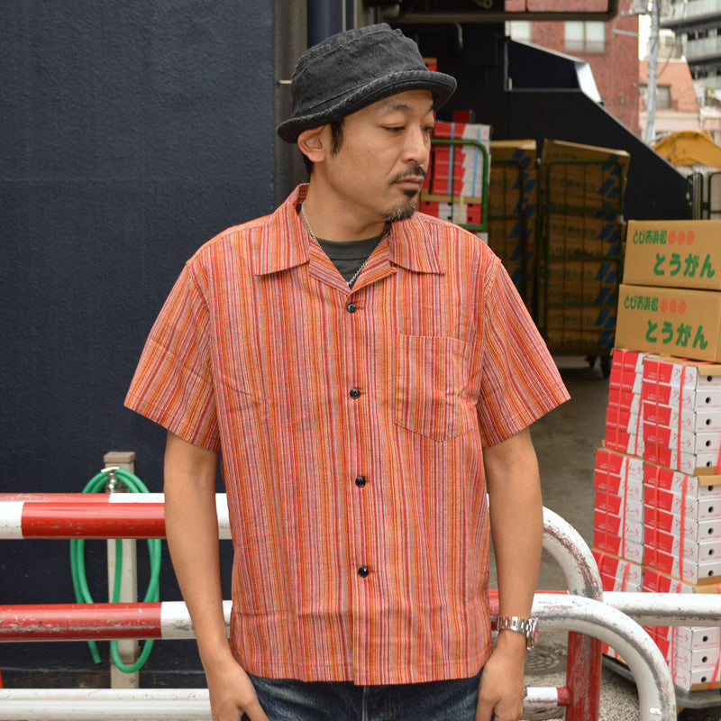 SUGAR CANE "SC39520" Multi Stripe S/S Open Shirt