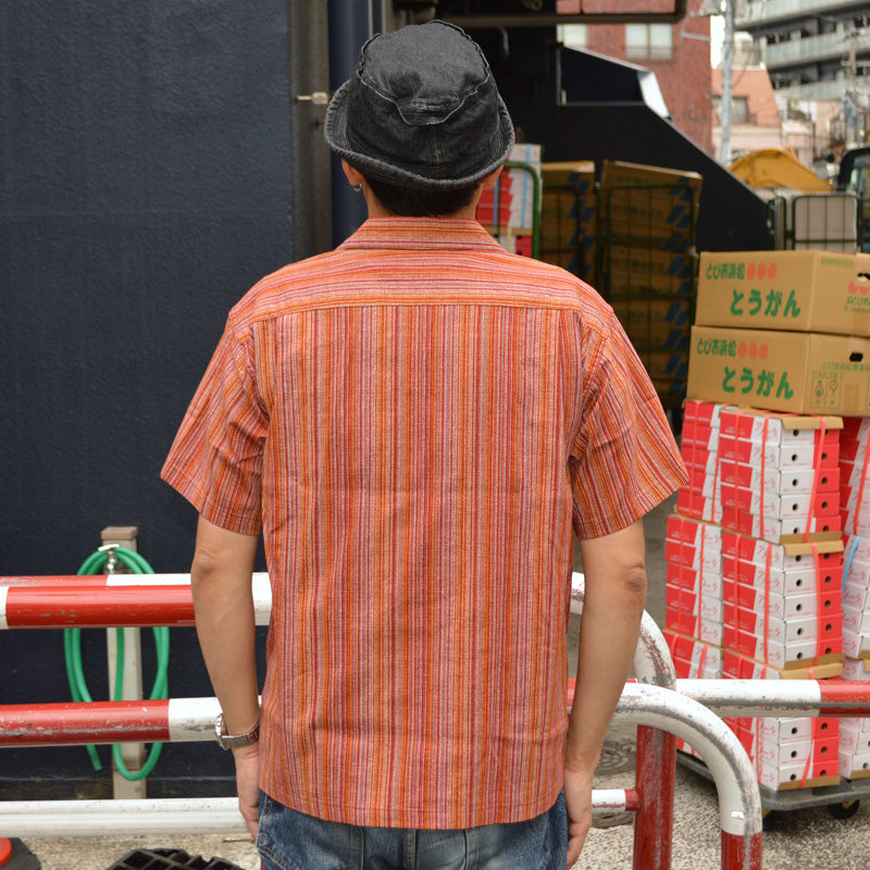 SUGAR CANE "SC39520" Multi Stripe S/S Open Shirt