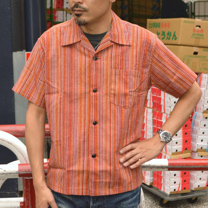 SUGAR CANE "SC39520" Multi Stripe S/S Open Shirt