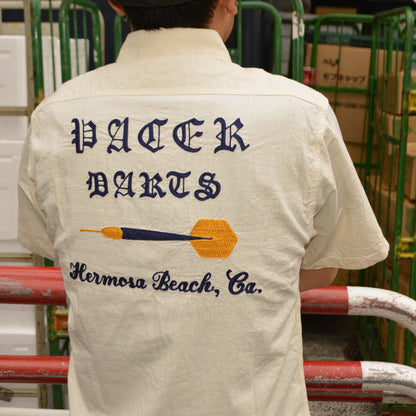 SUGAR CANE "SC37941" CHAMBRAY WORK SHIRT with CHAIN EMBROIDERED