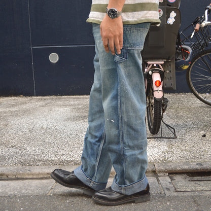 SUGAR CANE "SC42549" 11oz. Blue Denim Work Pants Aged Model