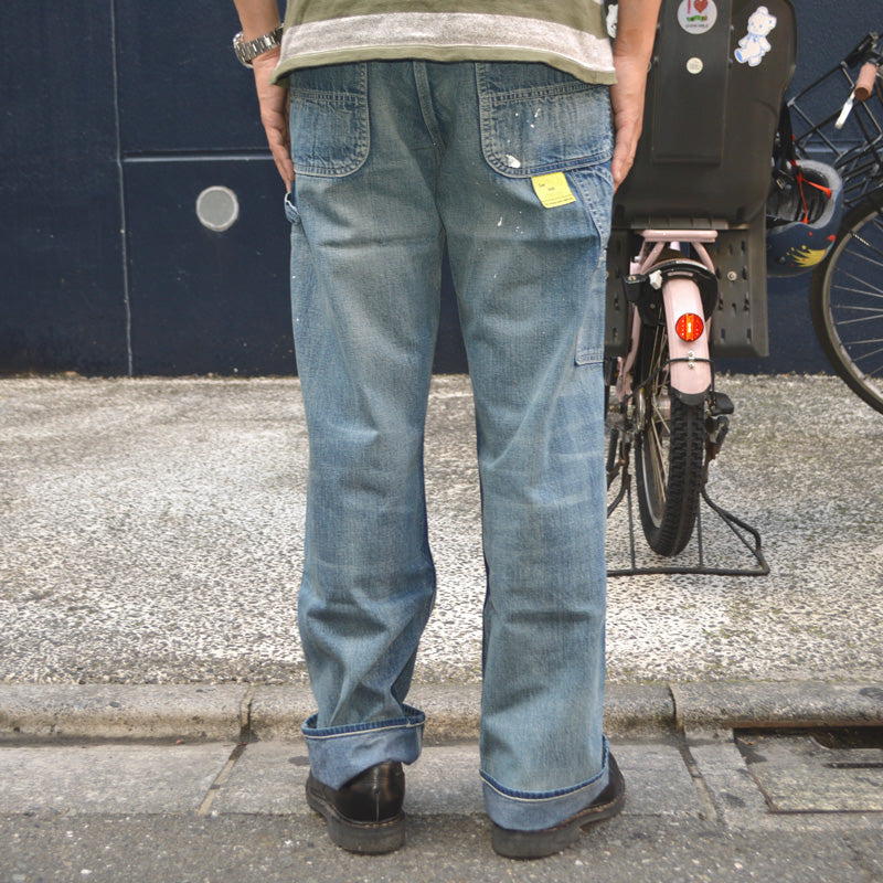 SUGAR CANE "SC42549" 11oz. Blue Denim Work Pants Aged Model