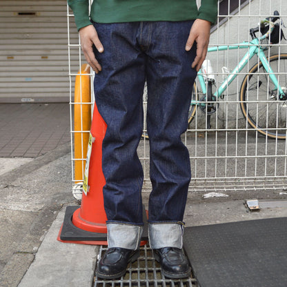 SUGAR CANE "SC49005" Super “Denim” Collectibles #05 14.25oz. BLUE DENIM WAIST OVERALLS 1942 MODEL