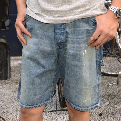 SUGAR CANE ”SC52568” 11oz. Blue Denim Work Shorts Aged Model