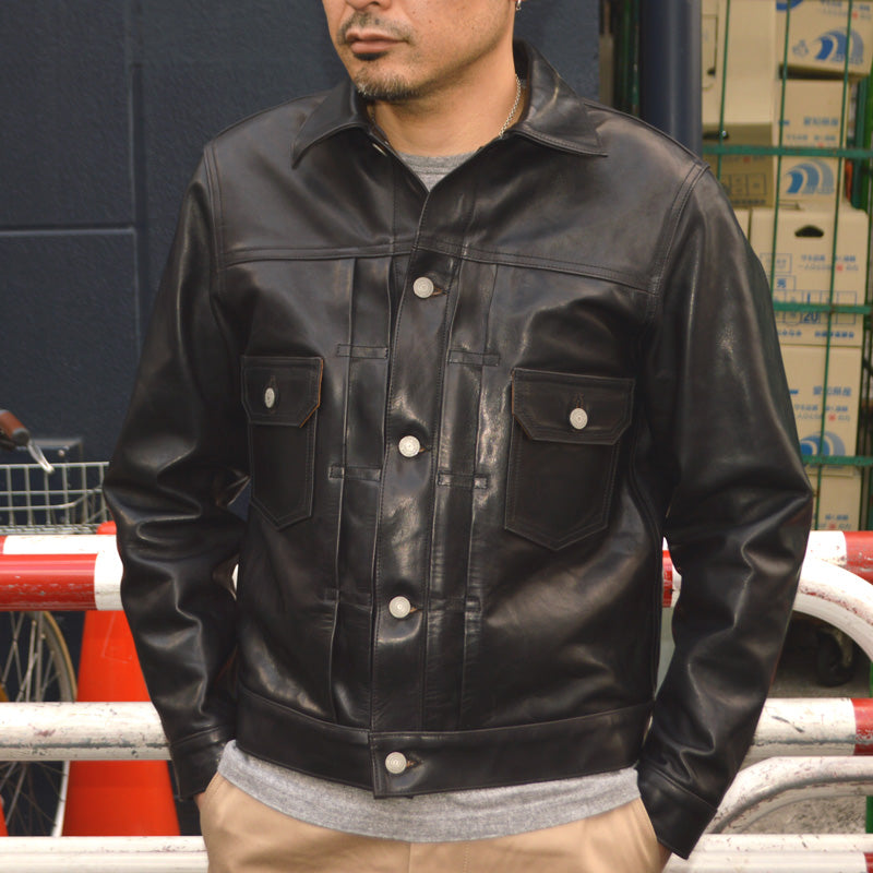 SUGAR CANE "SC80681" Black Horsehide Leather Jacket 1953 Model