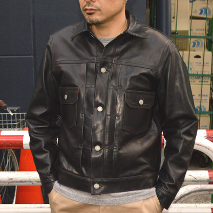 SUGAR CANE "SC80681" Black Horsehide Leather Jacket 1953 Model