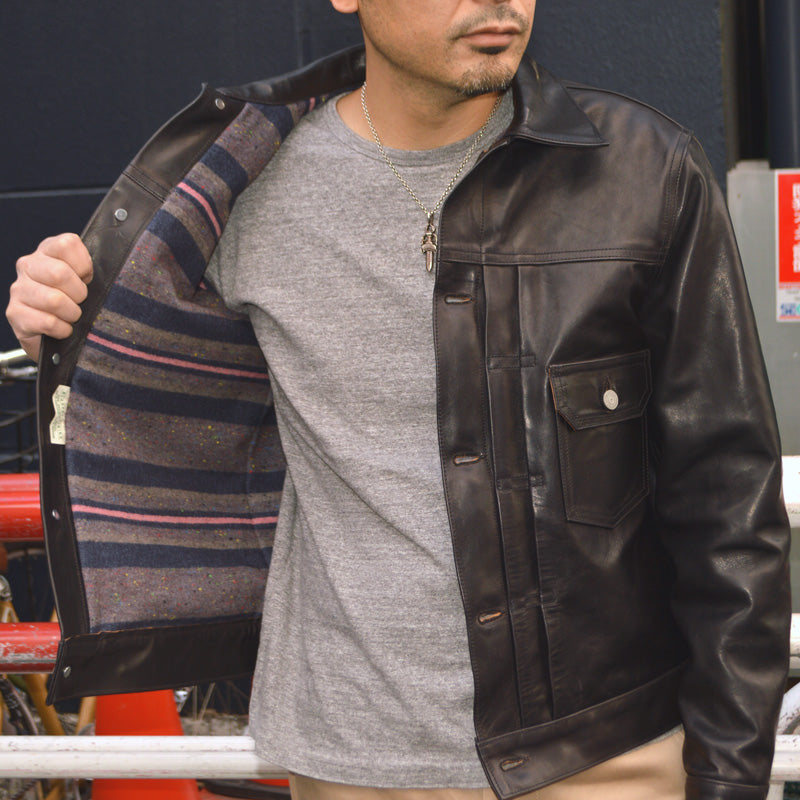 SUGAR CANE "SC80681" Black Horsehide Leather Jacket 1953 Model