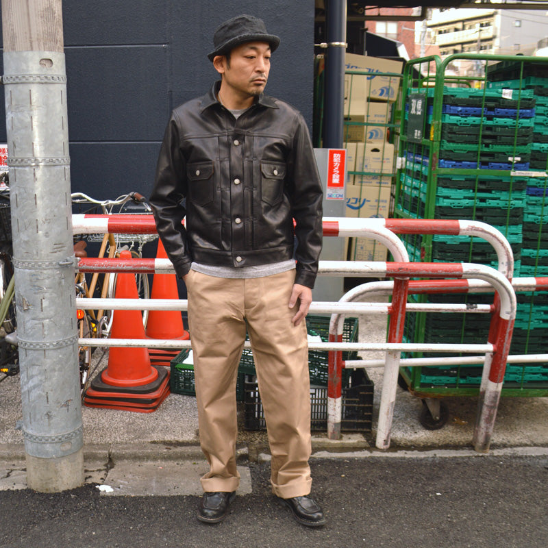 SUGAR CANE "SC80681" Black Horsehide Leather Jacket 1953 Model