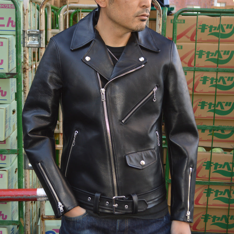 LARDINI 3者混ジャージーシャドーストライプダブルジャケット LEON JELADO 