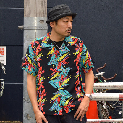 SUN SURF "SS39224" RAYON HAWAIIAN SHIRT ALOHA "BIRD OF PARADISE"