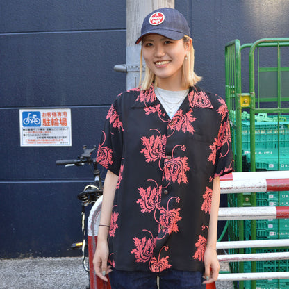 SUN SURF "SS39412" Rayon Hawaiian Shirt Aloha Shirt "CORAL HIBICUS"