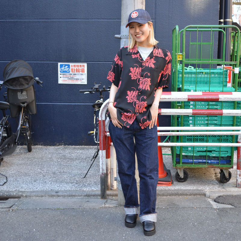 SUN SURF "SS39412" Rayon Hawaiian Shirt Aloha Shirt "CORAL HIBICUS"
