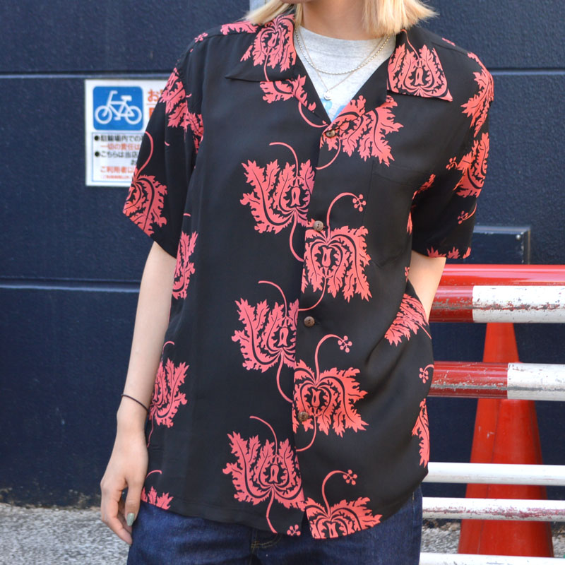SUN SURF "SS39412" Rayon Hawaiian Shirt Aloha Shirt "CORAL HIBICUS"