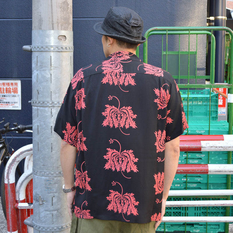 SUN SURF "SS39412" Rayon Hawaiian Shirt Aloha Shirt "CORAL HIBICUS"