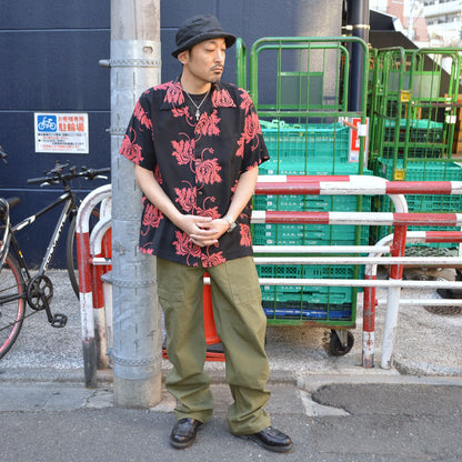 SUN SURF "SS39412" Rayon Hawaiian Shirt Aloha Shirt "CORAL HIBICUS"