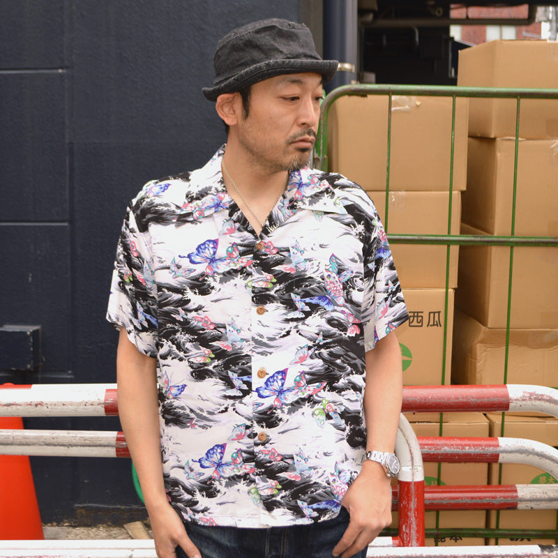SUN SURF "SS39627" S/S Rayon Hawaiian Shirt “BUTTERFLY SPLASH”