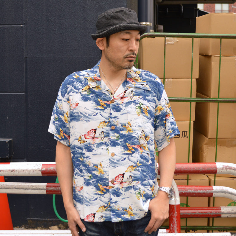 SUN SURF "SS39627" S/S Rayon Hawaiian Shirt “BUTTERFLY SPLASH”