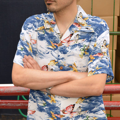 SUN SURF "SS39627" S/S Rayon Hawaiian Shirt “BUTTERFLY SPLASH”