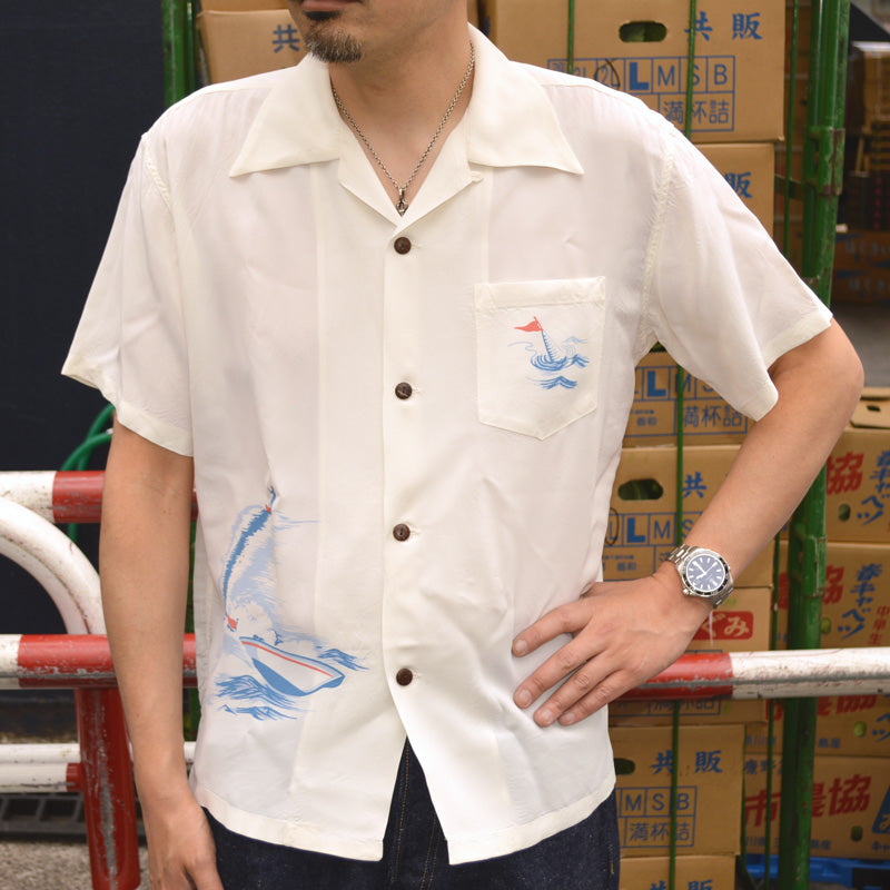 SUN SURF "SS39630" S/S Rayon Hawaiian Shirt “WATER SKIING”