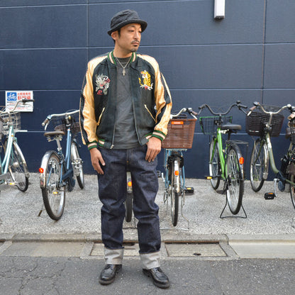 Black Friday!! 30%OFF!! TAILOR TOYO "TT15542-119" Early 1950s Style Acetate Souvenir Jacket “JAPAN MAP” × “GOLD DRAGON”