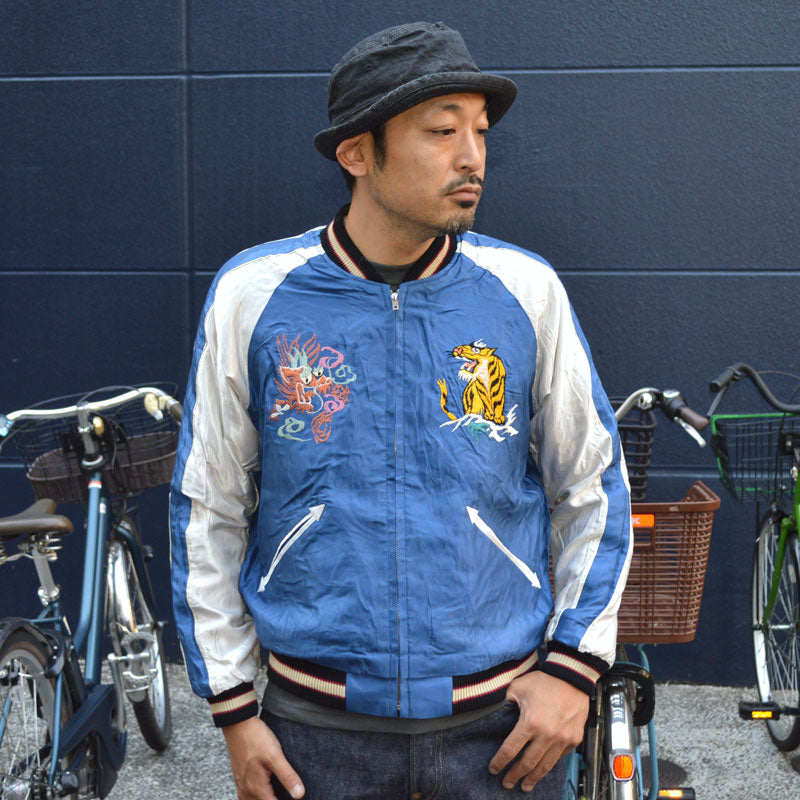 Black Friday!! 30%OFF!! TAILOR TOYO "TT15542-119" Early 1950s Style Acetate Souvenir Jacket “JAPAN MAP” × “GOLD DRAGON”