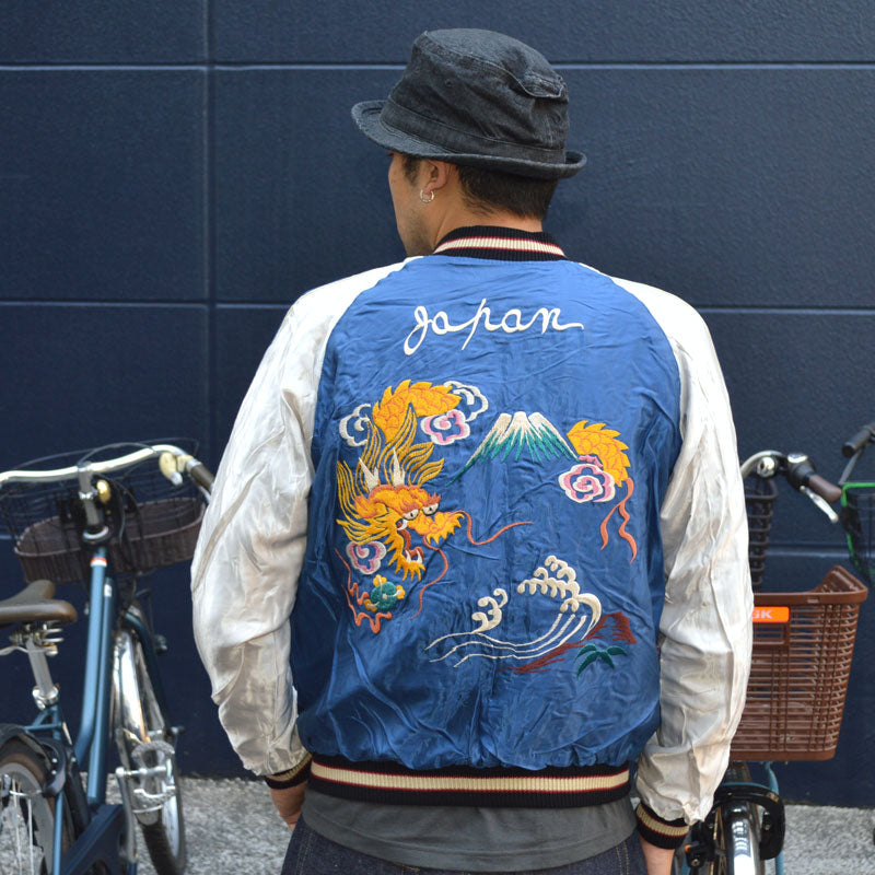 Black Friday!! 30%OFF!! TAILOR TOYO "TT15542-119" Early 1950s Style Acetate Souvenir Jacket “JAPAN MAP” × “GOLD DRAGON”