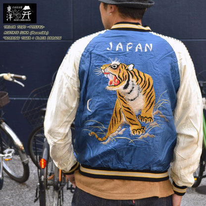 Black Friday!! 30%OFF!! TAILOR TOYO "TT15542-125" Mid 1950s Style Acetate Souvenir Jacket  “ROARING TIGER” × “BLACK DRAGON”