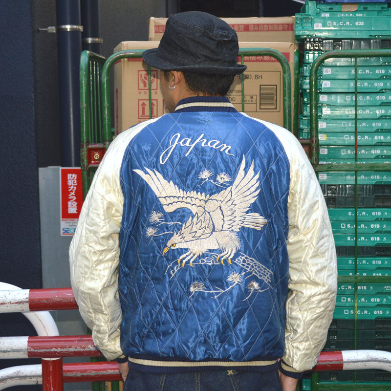 TAILOR TOYO "TT15544-119" Mid 1950s Style Velveteen Souvenir Jacket “ROARING TIGER” × “WHITE EAGLE”