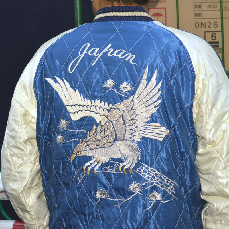 TAILOR TOYO "TT15544-119" Mid 1950s Style Velveteen Souvenir Jacket “ROARING TIGER” × “WHITE EAGLE”