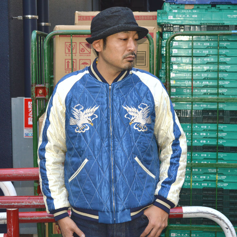 TAILOR TOYO "TT15544-119" Mid 1950s Style Velveteen Souvenir Jacket “ROARING TIGER” × “WHITE EAGLE”