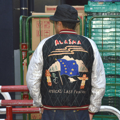 TAILOR TOYO "TT15544-128" Late 1950s Style Velveteen Souvenir Jacket “MOUNTAIN GOAT” × “ALASKAN FLAG”