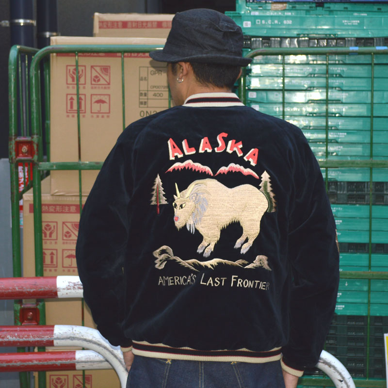 TAILOR TOYO "TT15544-128" Late 1950s Style Velveteen Souvenir Jacket “MOUNTAIN GOAT” × “ALASKAN FLAG”