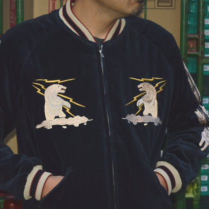 TAILOR TOYO "TT15544-128" Late 1950s Style Velveteen Souvenir Jacket “MOUNTAIN GOAT” × “ALASKAN FLAG”